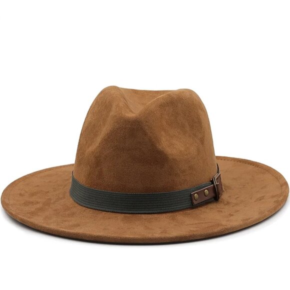 Vintage Man Suede Belt Formal Big Bolo Hat Size 56Cm 58Cm